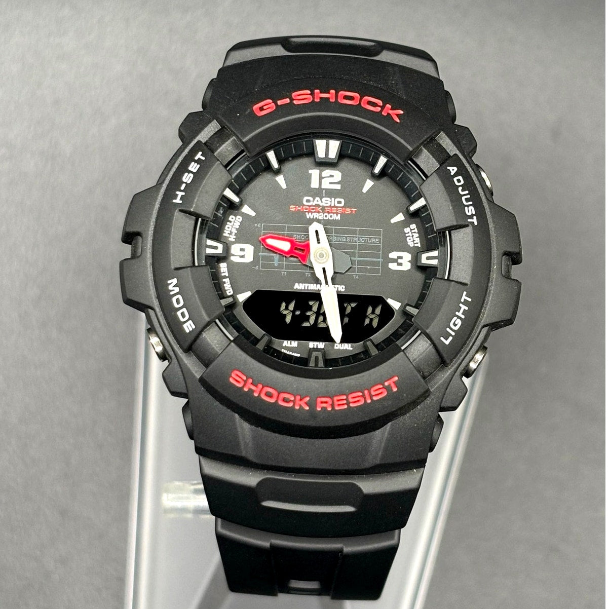 Casio G-Shock G100-1BV Analog Digital Black Red 200M Men's Watch New