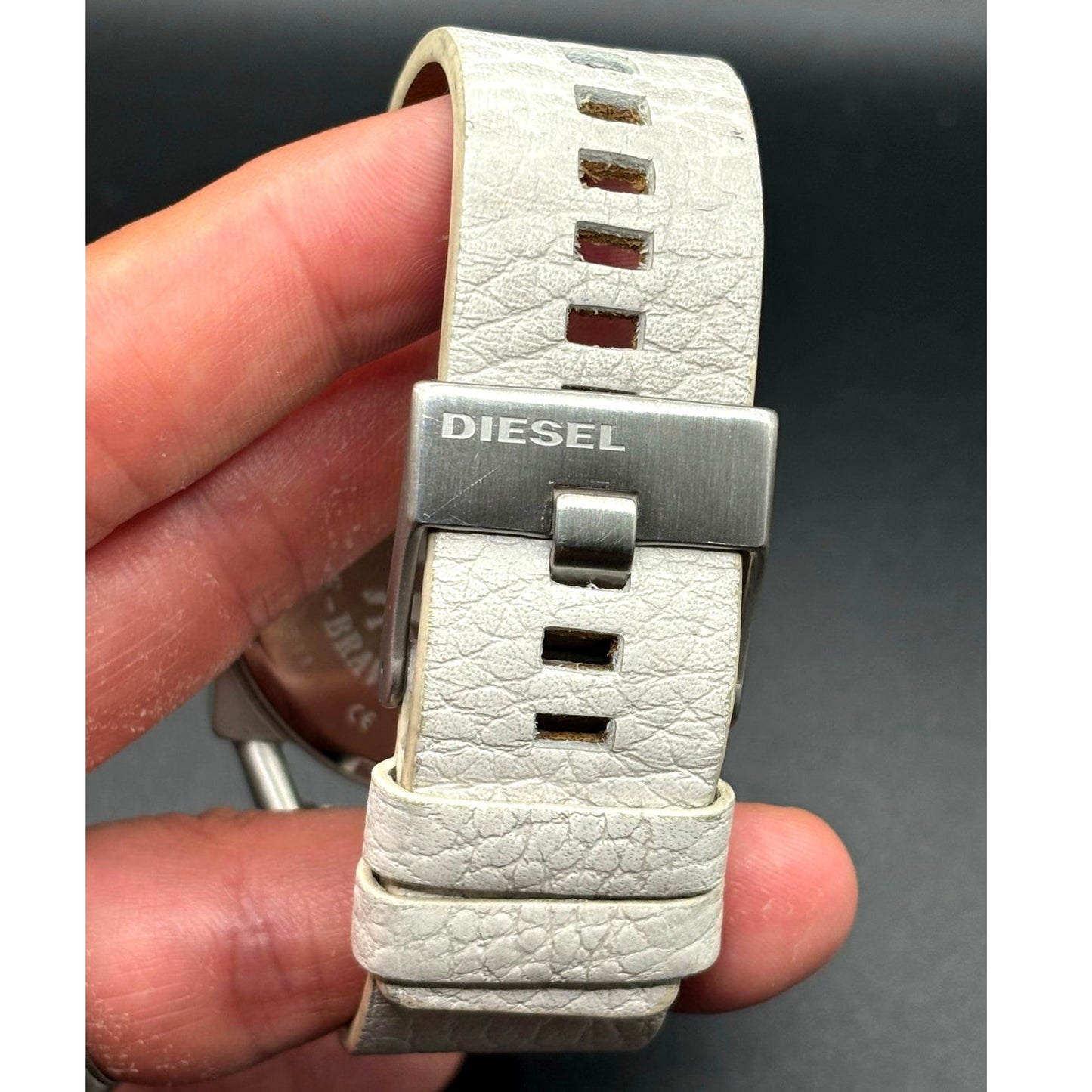 Diesel DZ1577 Descender White Dial White Leather Men’s Watch 46mm