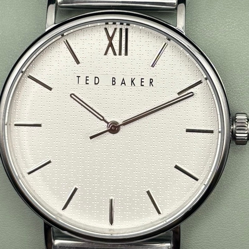 Ted Baker Phylipa BKPPGS217 Mens 43mm Silver Mesh White Dial Quartz. NIBWT
