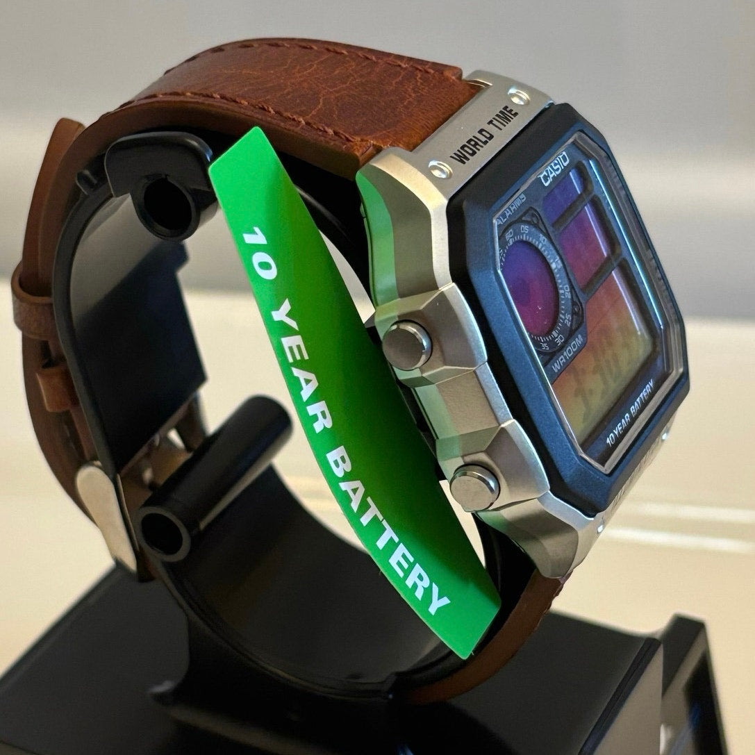 Customed Casio AE1200WH-1CV Leather
Straps Watch Into the Sunset Gel Filter