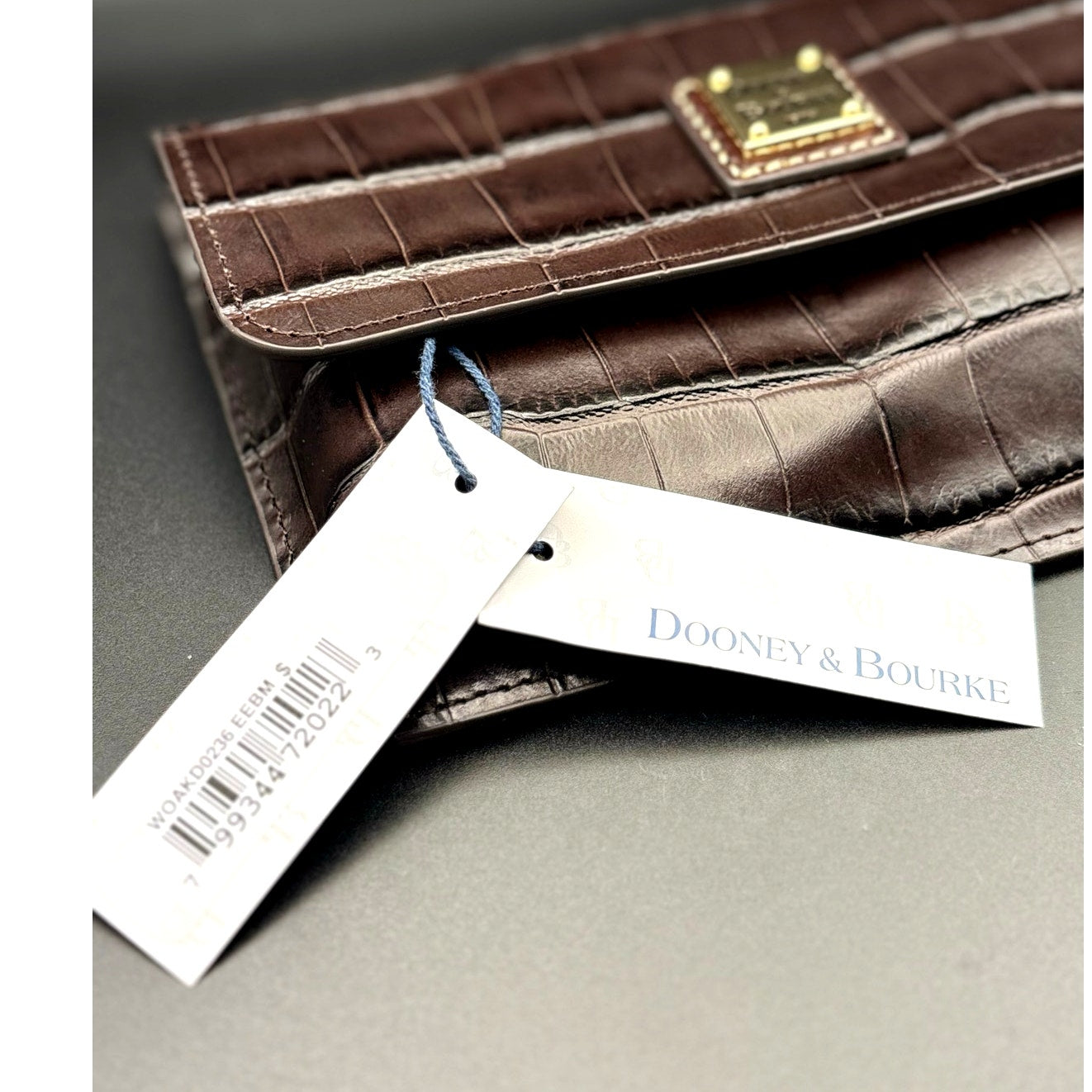 Dooney & Bourke Oakdale Milly Wristlet Espresso Embossed Calfskin Leather NWT