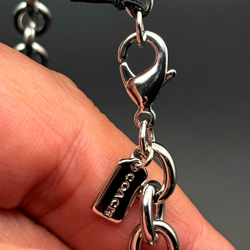 Coach Signature Lucite Padlock Pendant Women's 16” Necklace Silver Tone NWT