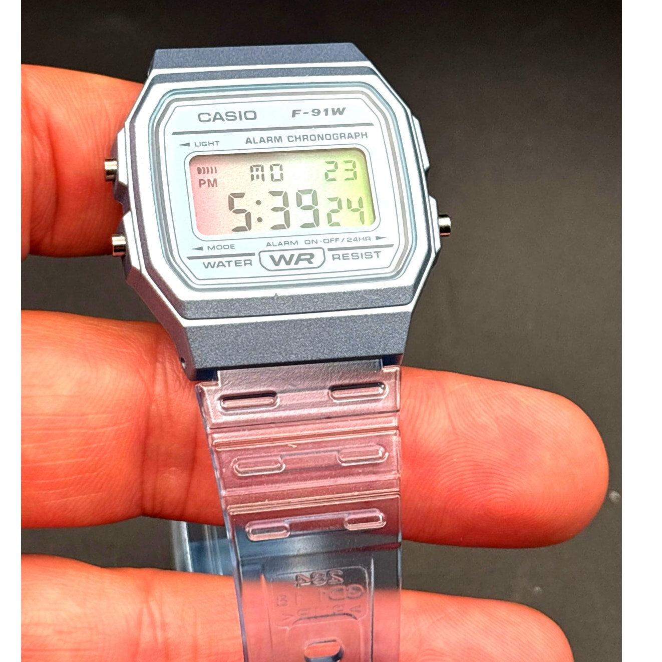 LWS Arctic Prism F91W Blue Clear Strap Retro Digital Mod Watch
