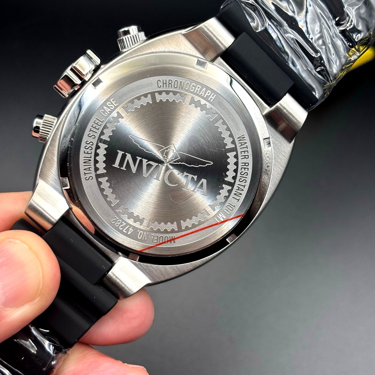 Invicta 47282 Pro Diver Airlock Men's Chronograph Black Dial Silicone Strap New