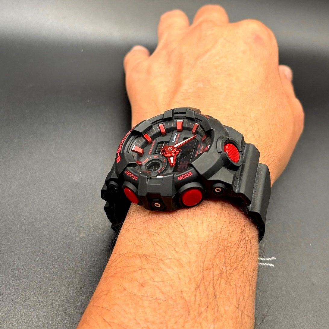 Casio G-Shock GA700BNR-1A Ignite Red Blackout 200M Men's Watch NWT