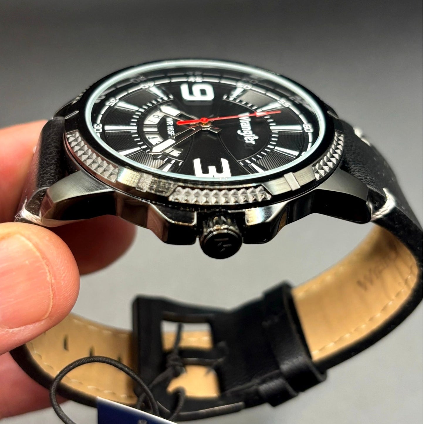 Wrangler WRW5200 1A Men's Black Dial Leather Strap Watch Date Display NIBWT