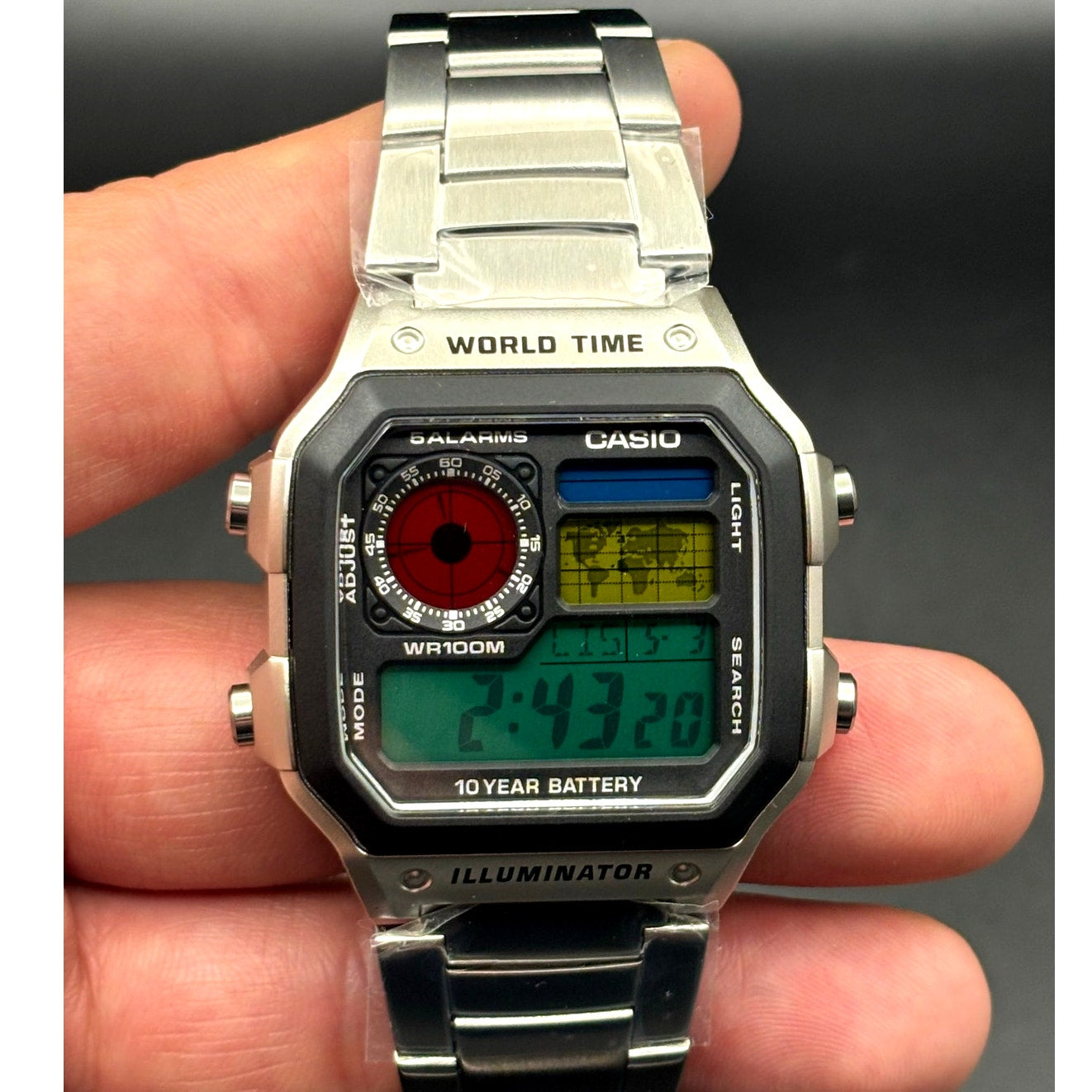 LWS Atlas Arcade Custom Casio AE1200 World Time Steel Bracelet Mod Watch