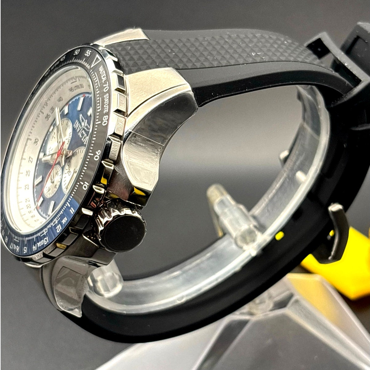 Invicta 32916 Aviator Skyshock Men's Blue Dial Black Silicone Strap Watch NIBWT