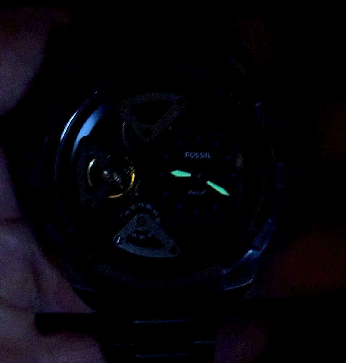 Fossil Bronson Twist ME1171 Semi Skeleton Smoke Stainless Steel 50mm Watch