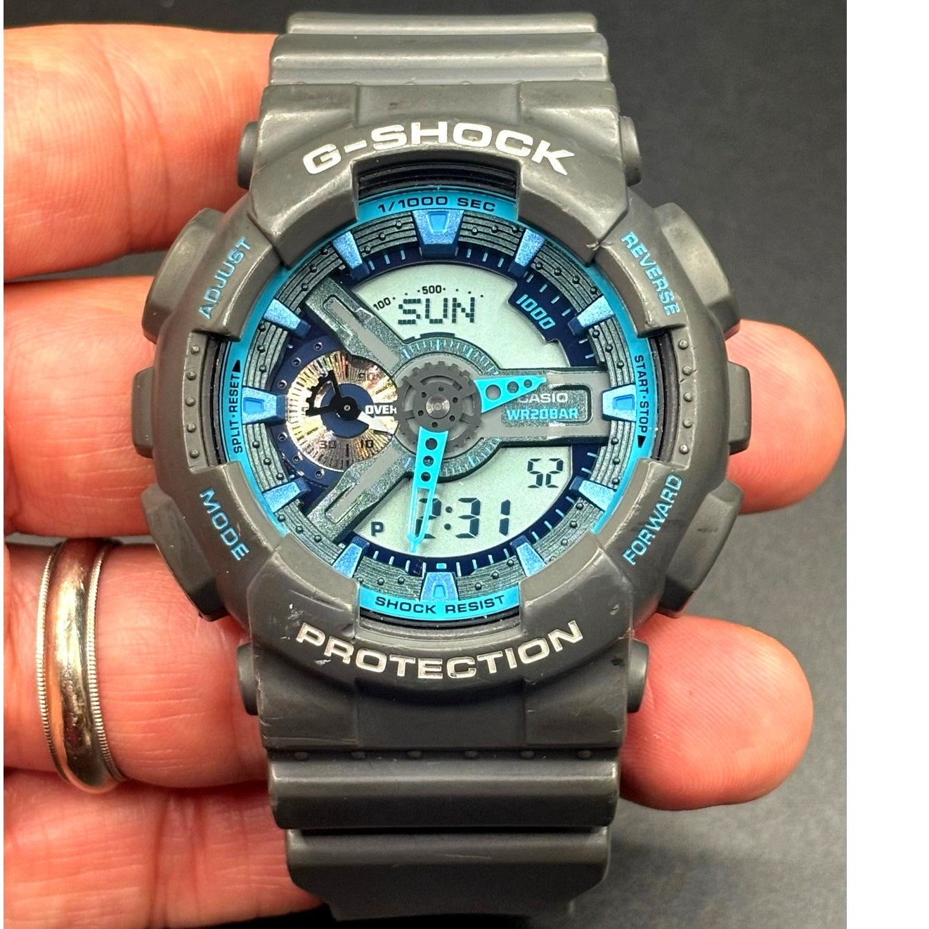 Casio G-Shock GA-110TS-8A2 Gray Teal Analog Digital Men's 51mm Watch