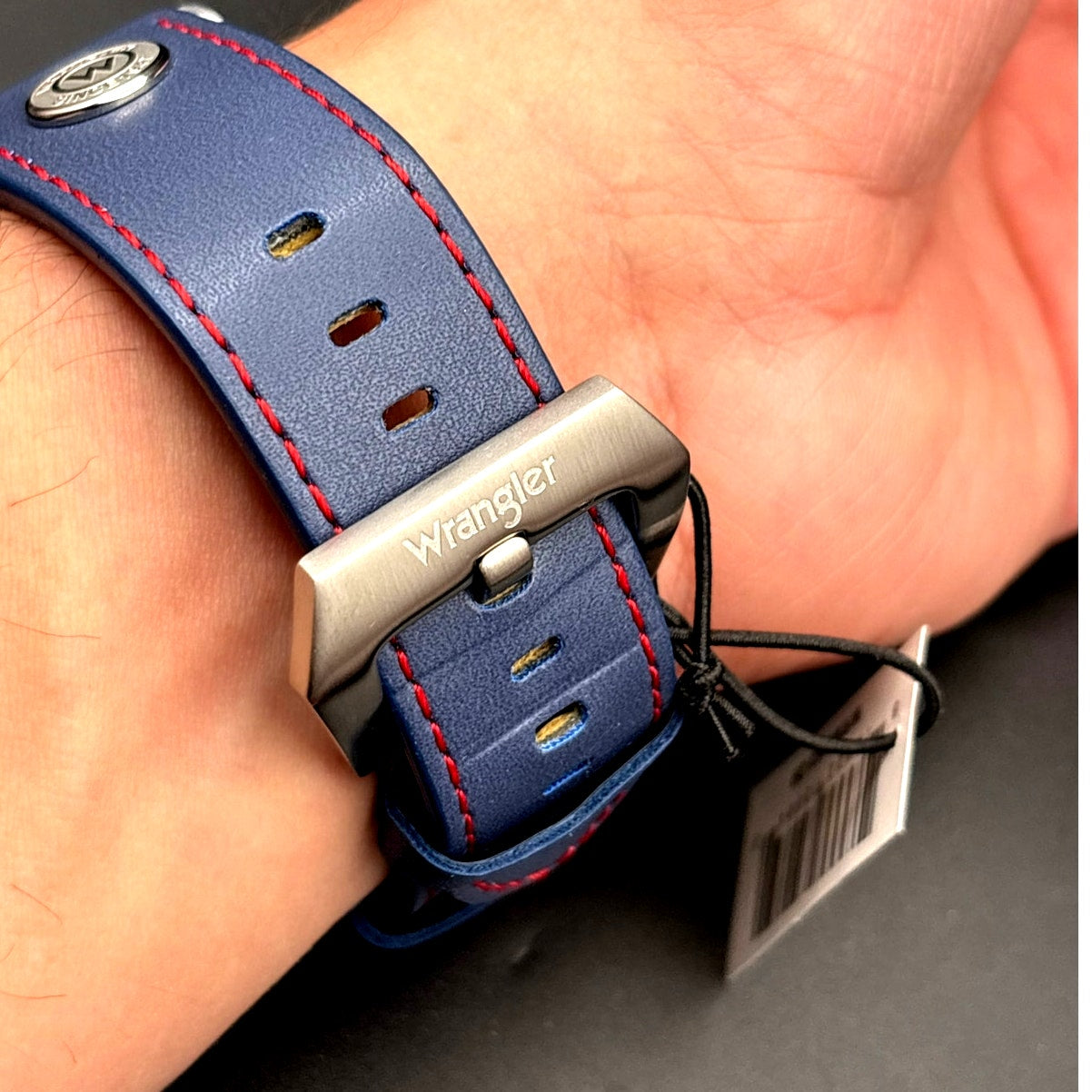 Wrangler WRW5002-2B Men’s Stainless Steel Blue Leather Date Watch NIBWT