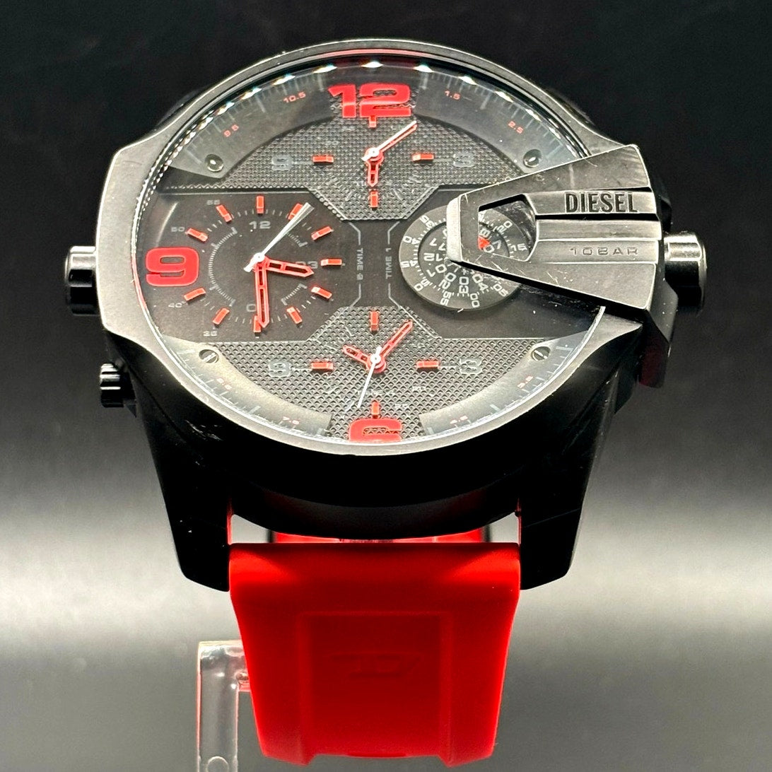 Diesel Uber Chief DZ7466 Four Time Zone Black Red 54mm Men’s Watch