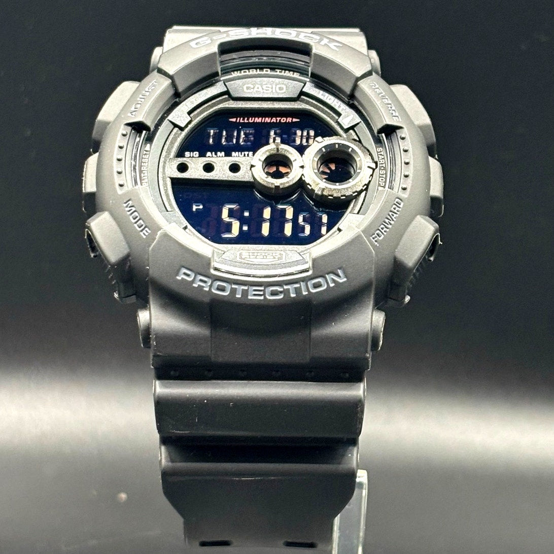 Casio G-Shock GD100-1B Black Digital High Brightness World Time 200M Watch NIB