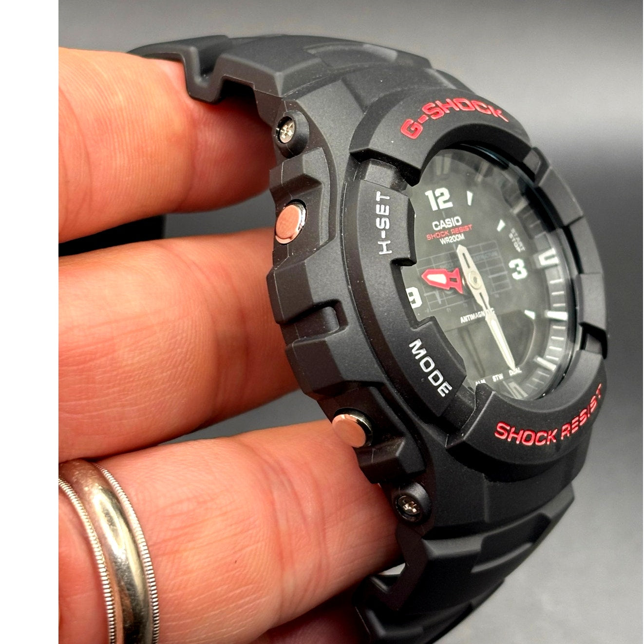 Casio G-Shock G100-1BV Analog Digital Black Red 200M Men's Watch New