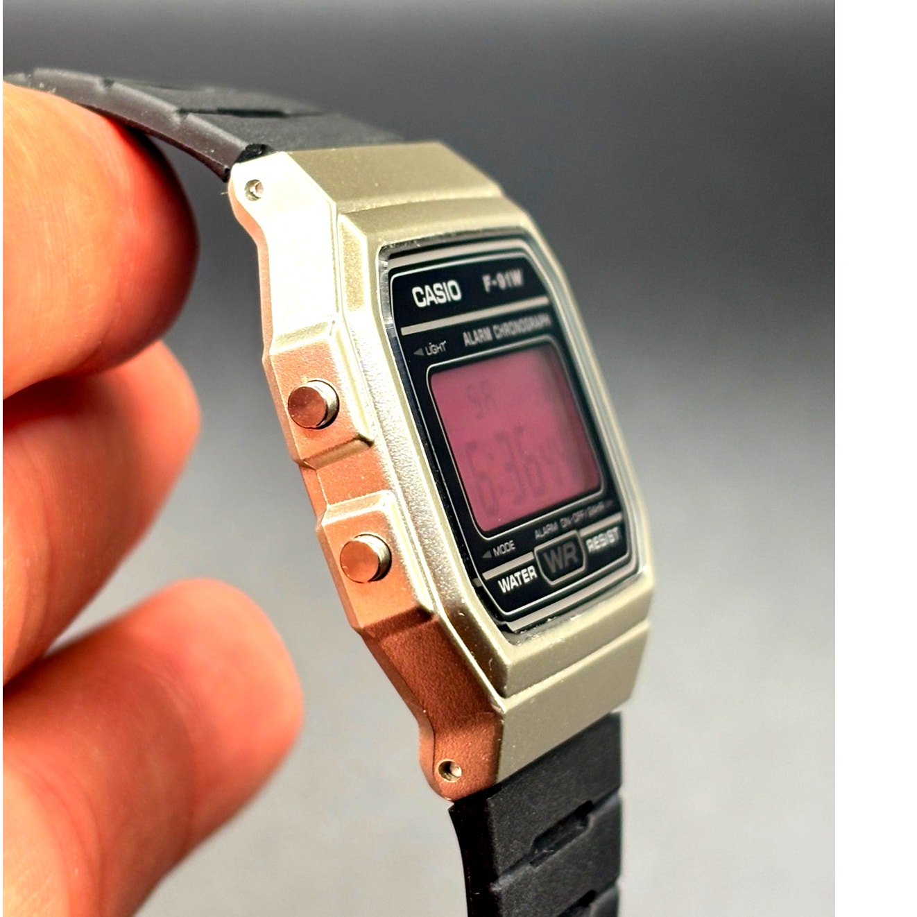 LWS Dark Rose F91W Custom Pink Display Digital Watch