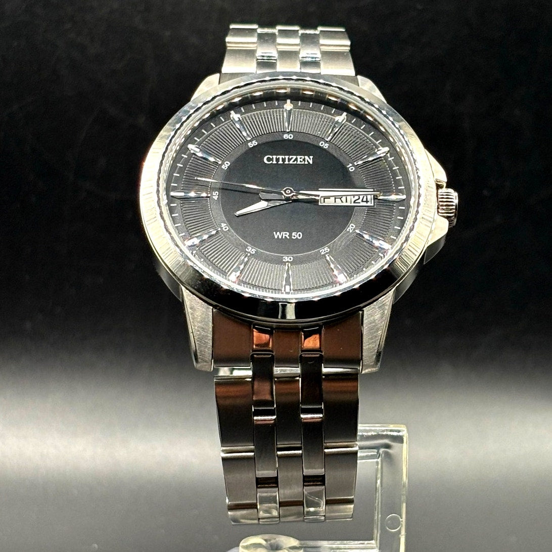 Citizen BF2011-51E Black Sunray Dial Day Date Quartz Men’s Stainless Steel Watch
