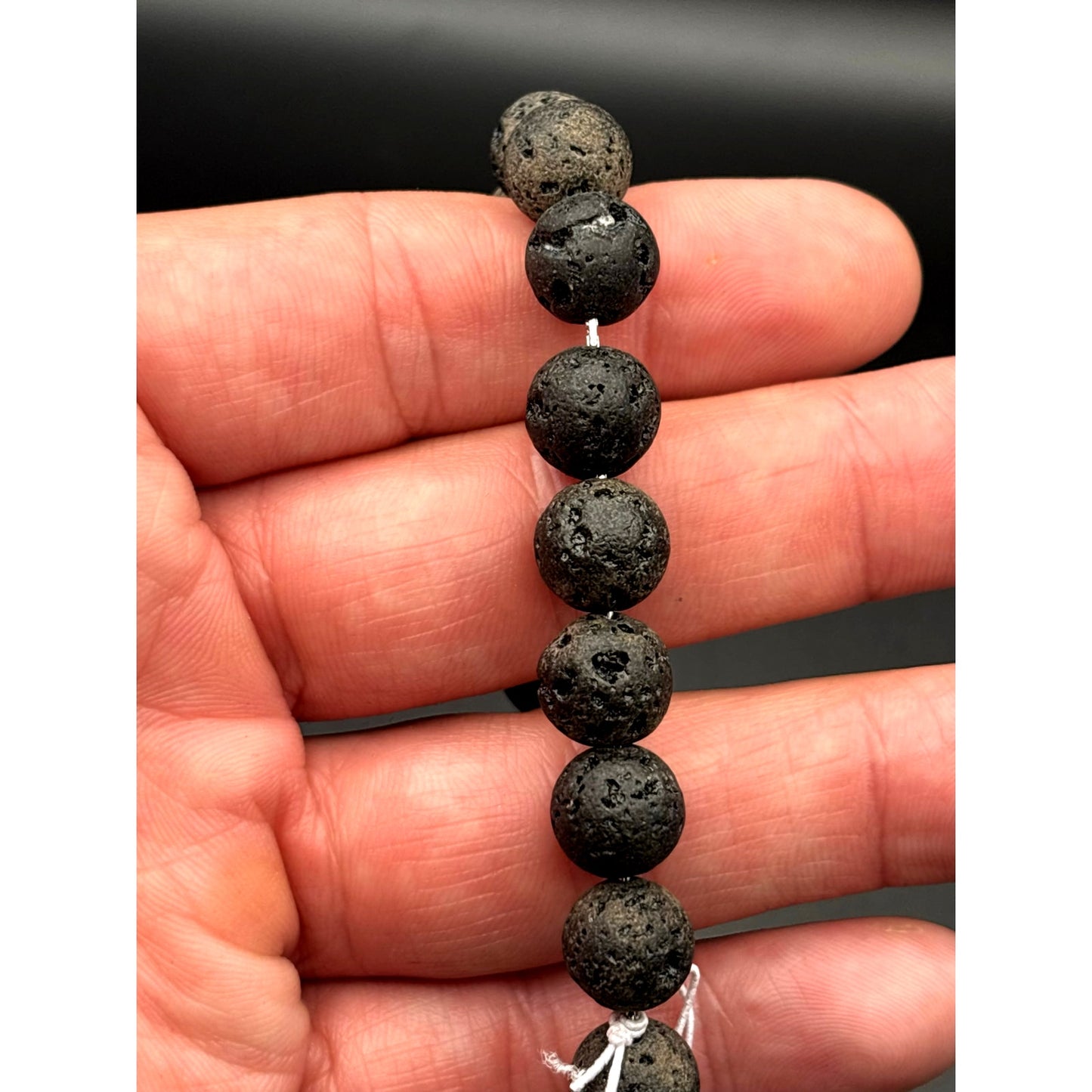 Blackjack Men’s 10mm Lava Stone Stainless Steel Beaded Bracelet NIBWT