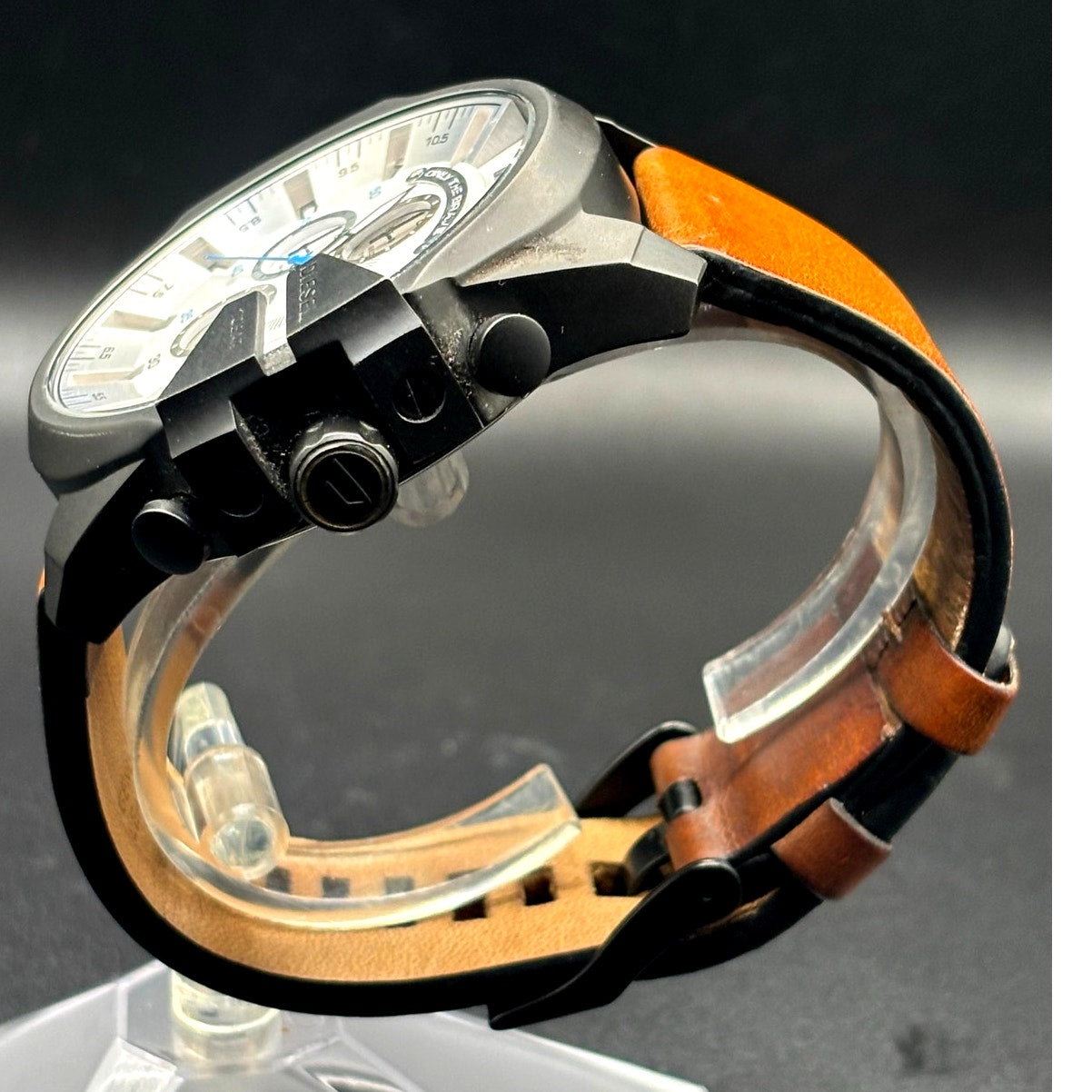 Diesel Mega Chief DZ4280 Iridescent Chronograph Tan Leather 51mm Watch