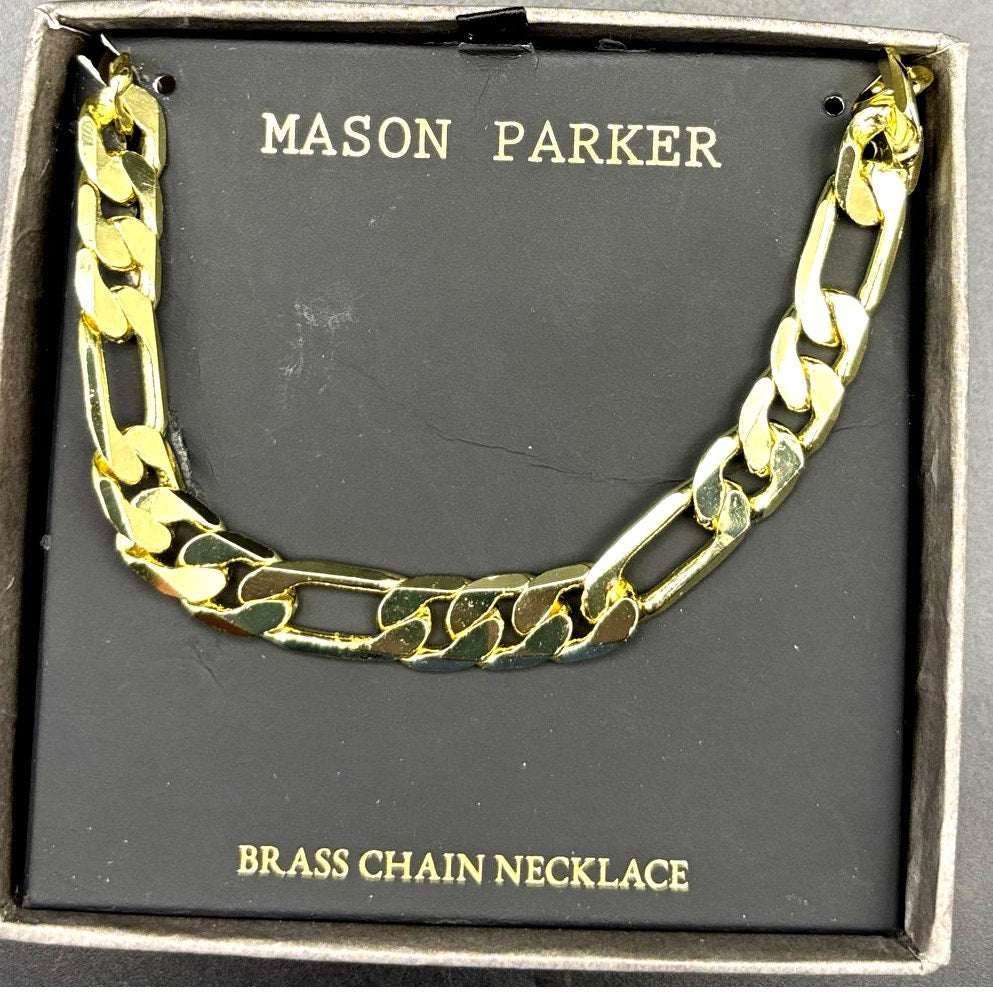 Mason Parker Men’s Gold Plated Brass Curb Link Chain Necklace NIB