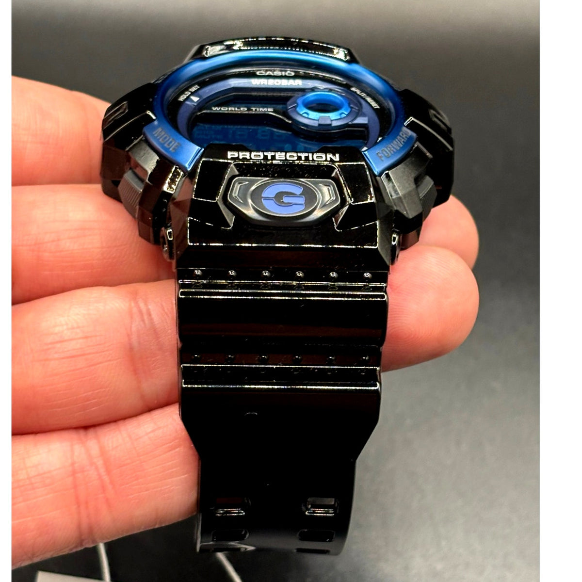 Casio G-Shock G-8900A-1 Glossy Black Blue Dial Digital Men’s Watch 200M NIBWT