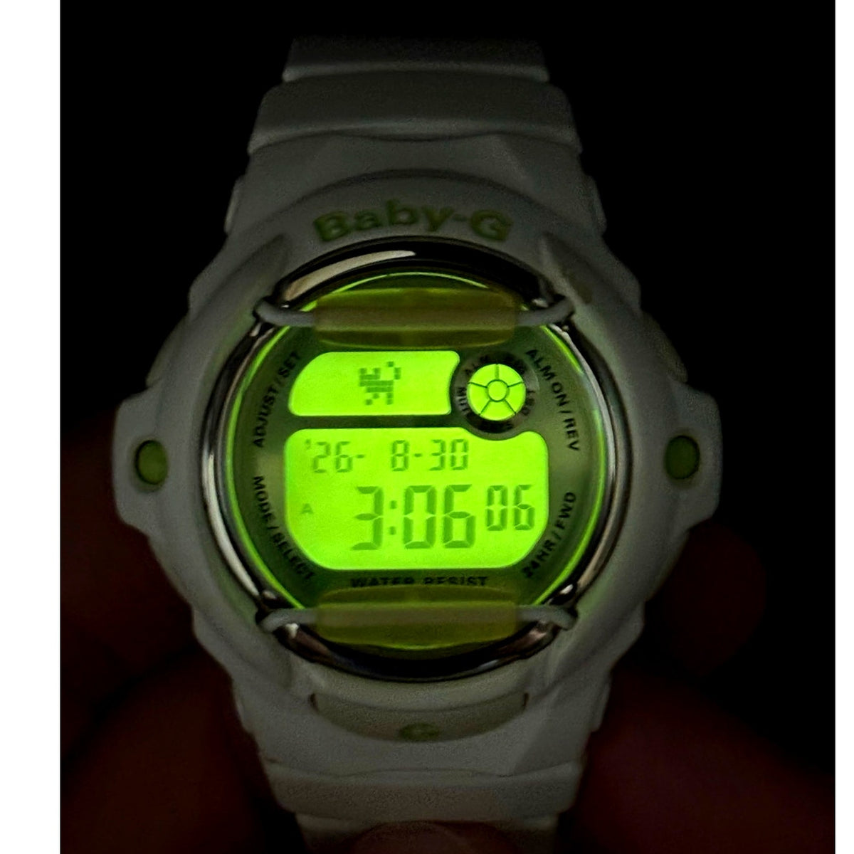 Casio Baby-G BG-169R-7C White Green Digital 200M Data Bank Watch