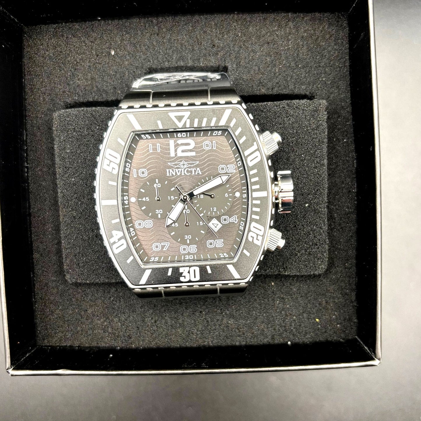 Invicta 47282 Pro Diver Airlock Men's Chronograph Black Dial Silicone Strap New