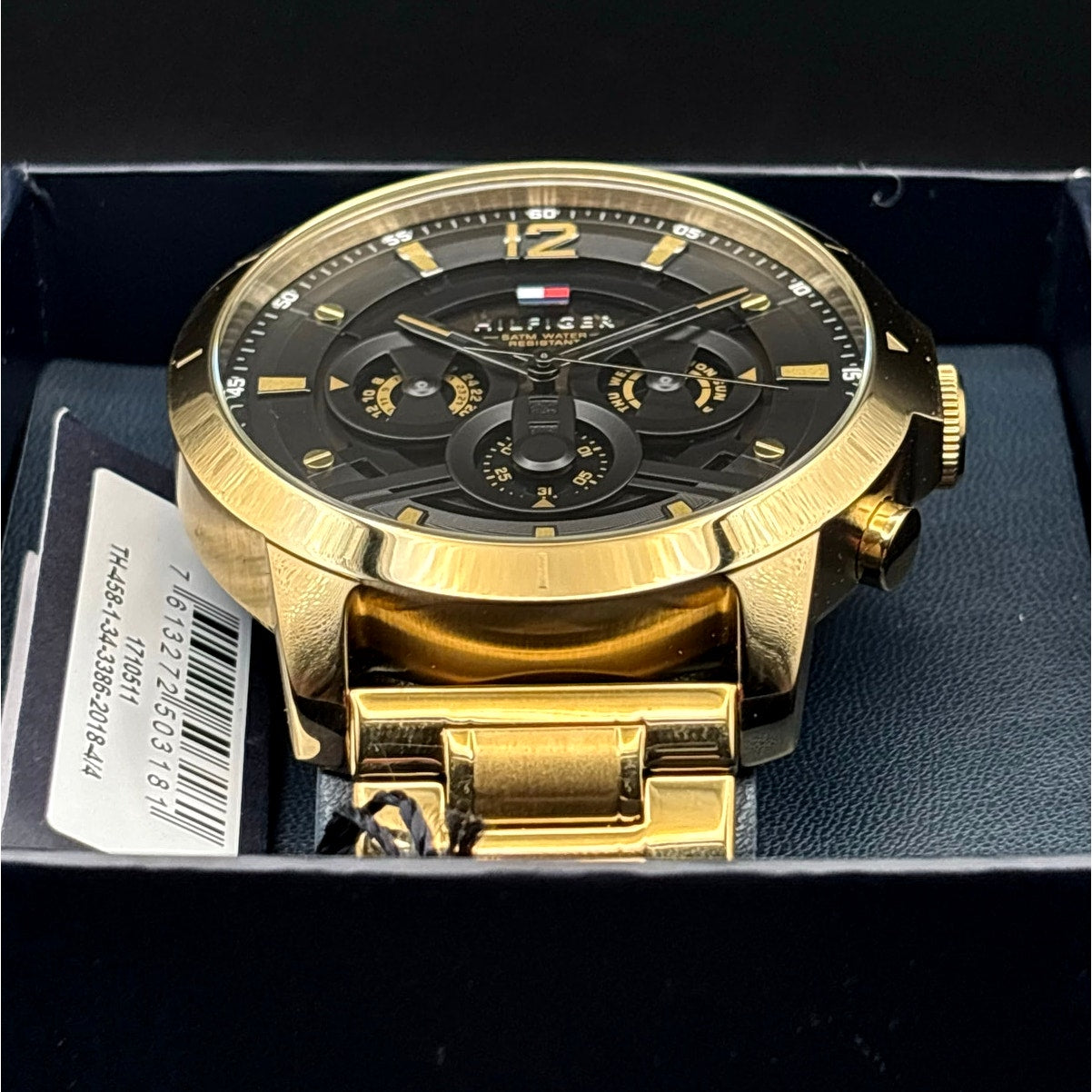 Tommy Hilfiger Luca 1710511 Men’s Multifunction Gold Tone Black Dial Watch NIBWT