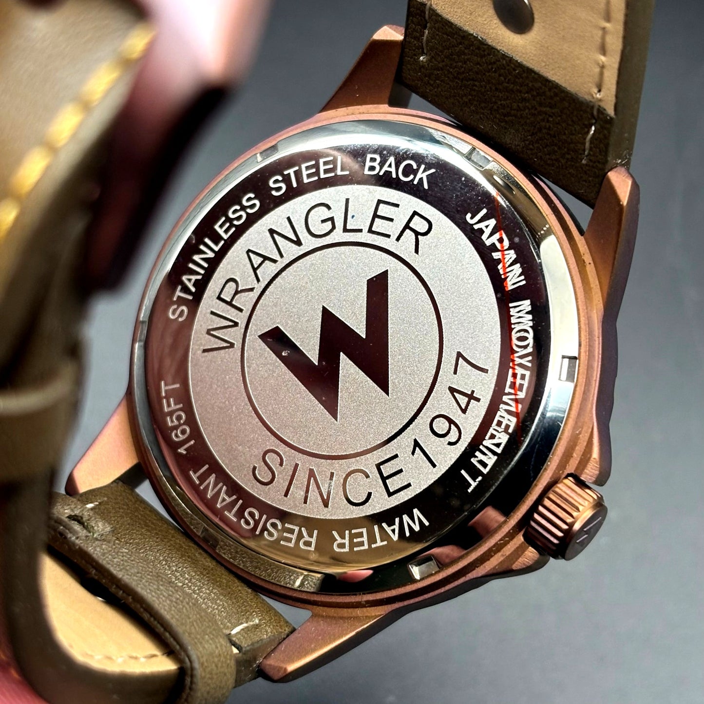 Wrangler WRW5001-5BR Men’s Purple Dial Watch Olive Brown Leather Strap NIBWT