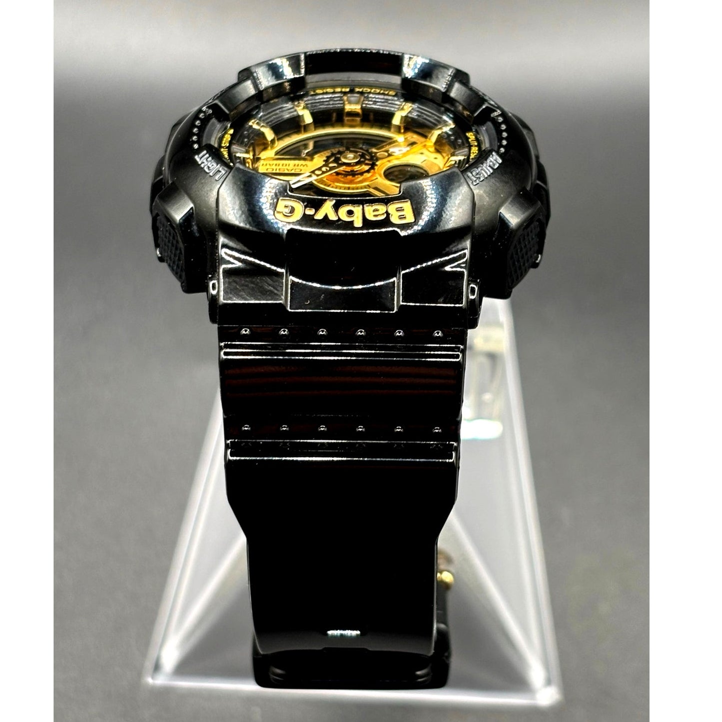Casio Baby-G BA-110-1A Glossy Black Gold Analog Digital 100M Women's Watch NIB