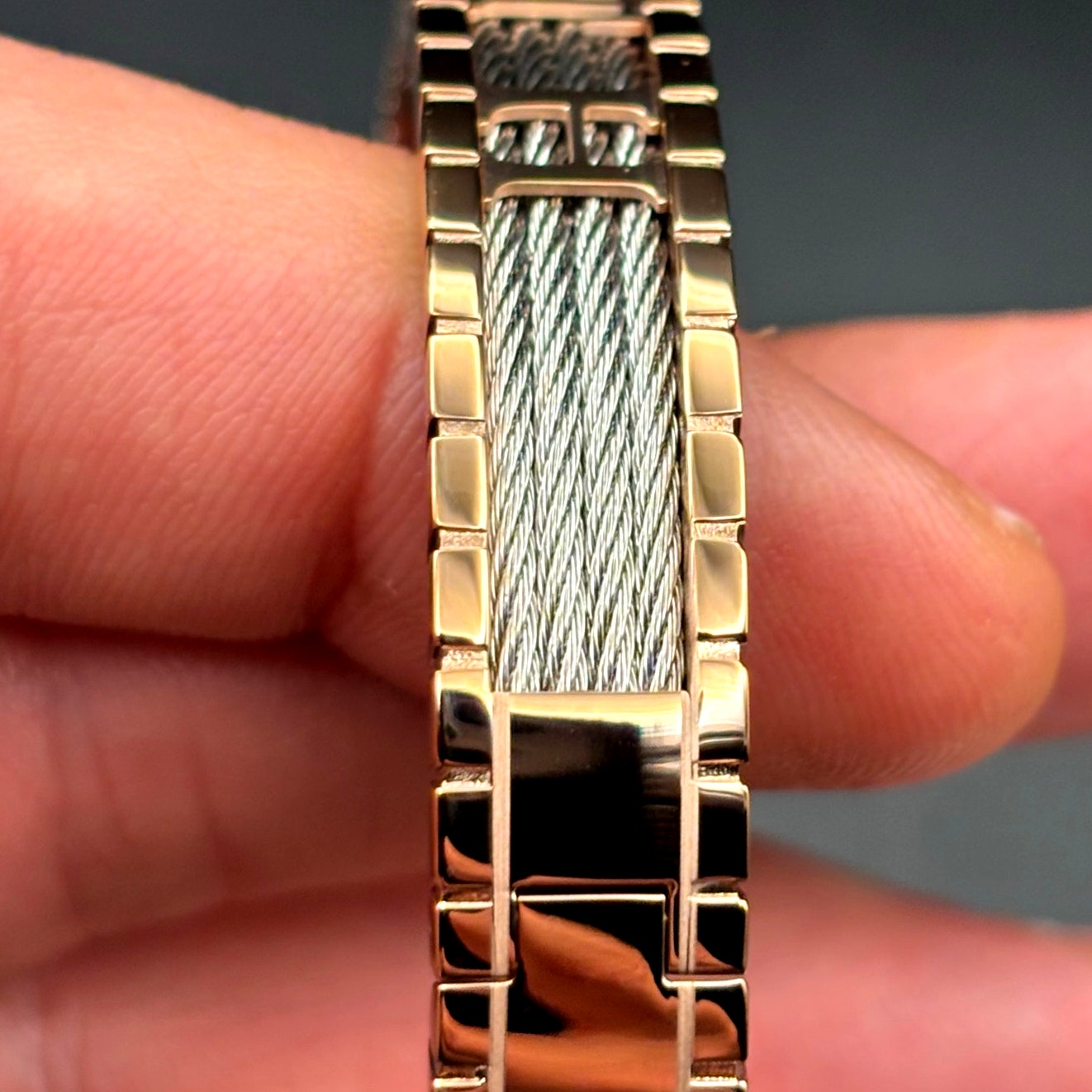 Charriol FAITH Stainless Steel & Rose Gold PVD Cable Bracelet 04-102-1139-17FA