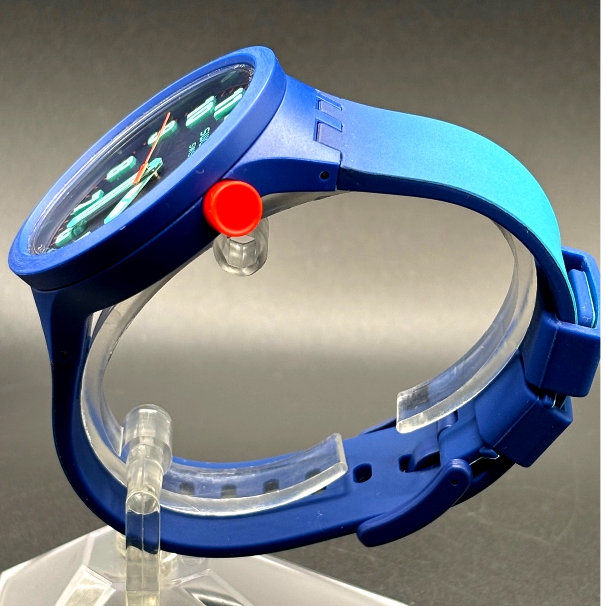 Swatch Big Bold Essentially SB01N700 Swiss Made Blue Gradient Day Date Watch NIB