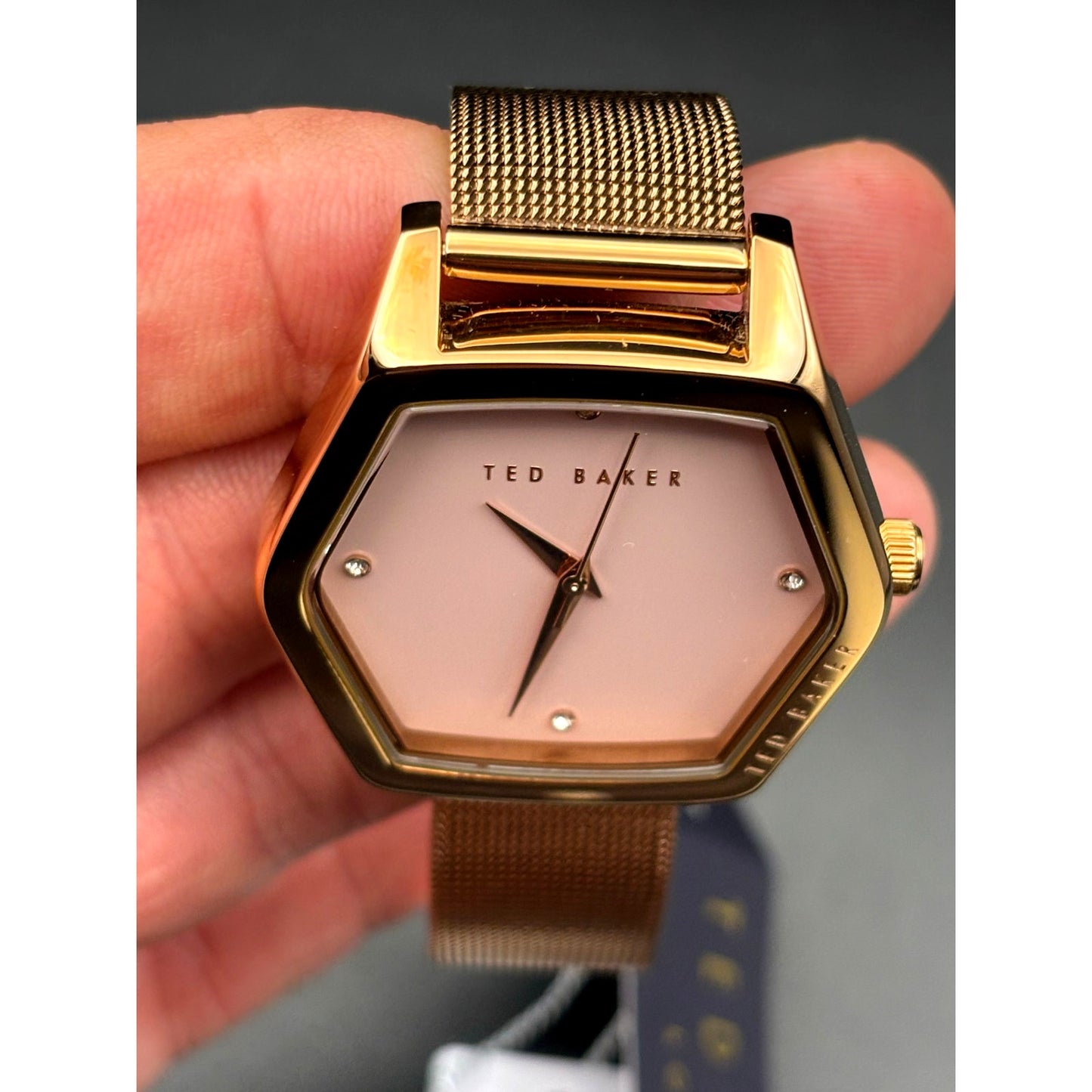 Ted Baker Exter BKPEXF004 Women's 36mm Rose Gold Mesh Swarovski Watch NIBWT