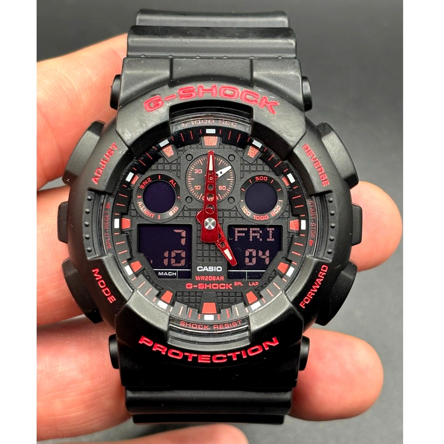 Casio G-Shock GA100BNR-1A Black Red Analog Digital Men's Watch