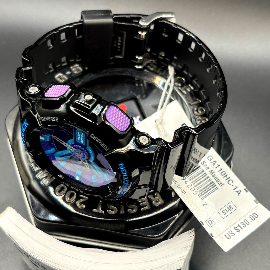 Casio G-Shock GA-110HC-1A Hyper Color Blue Purple Men’s Watch NIBWT