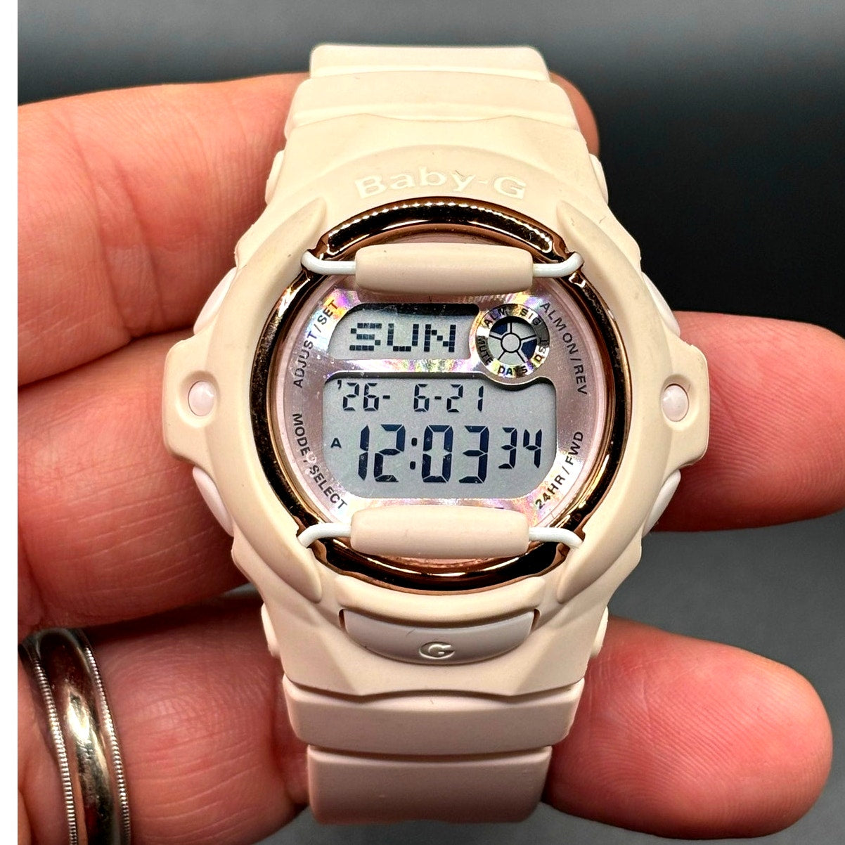 Casio Baby-G BG169G-4 Pink Champagne Gold Digital Women's Watch NIB Discontinued