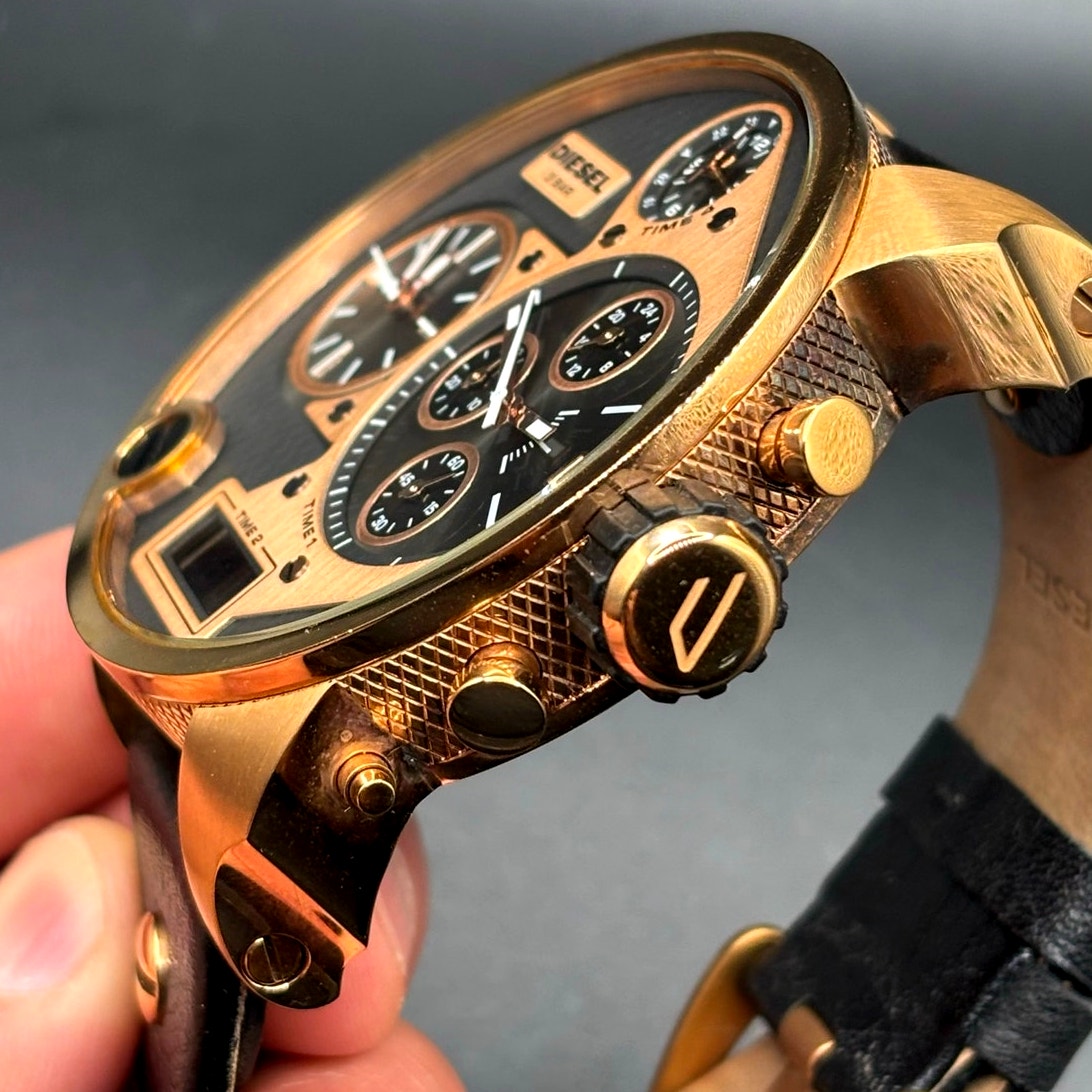Diesel Mr. Daddy DZ7261 Men's Oversized Chrono Leather Analog Digital Watch