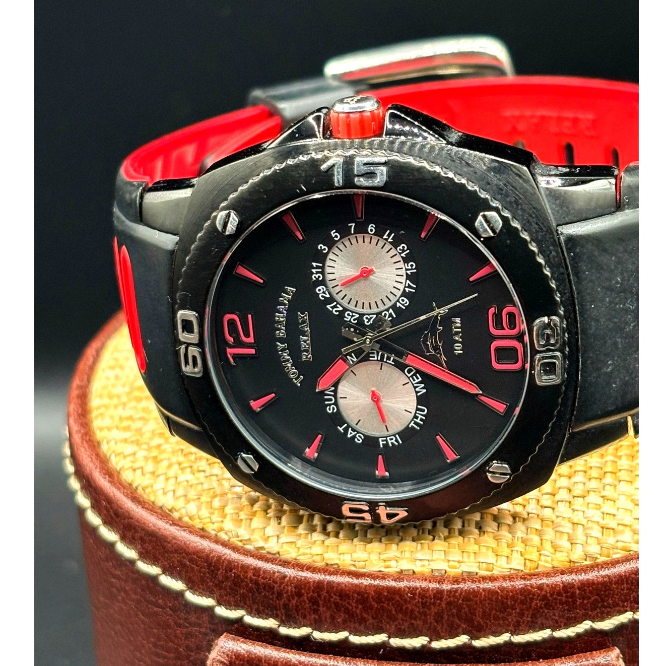 Tommy Bahama Relax TBRLX1033-A126 Reef Diver Black Red Silicone Men’s Watch