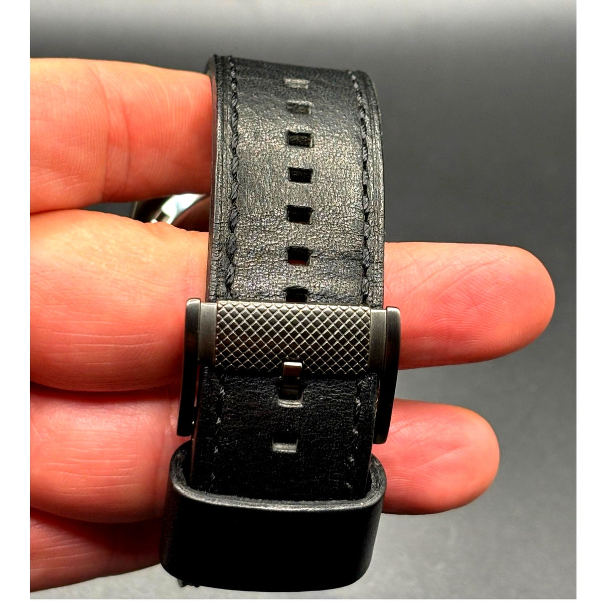 Fossil ME1129 Machine Twist Hybrid Smoke Gray Black Leather Men's Watch 45mm