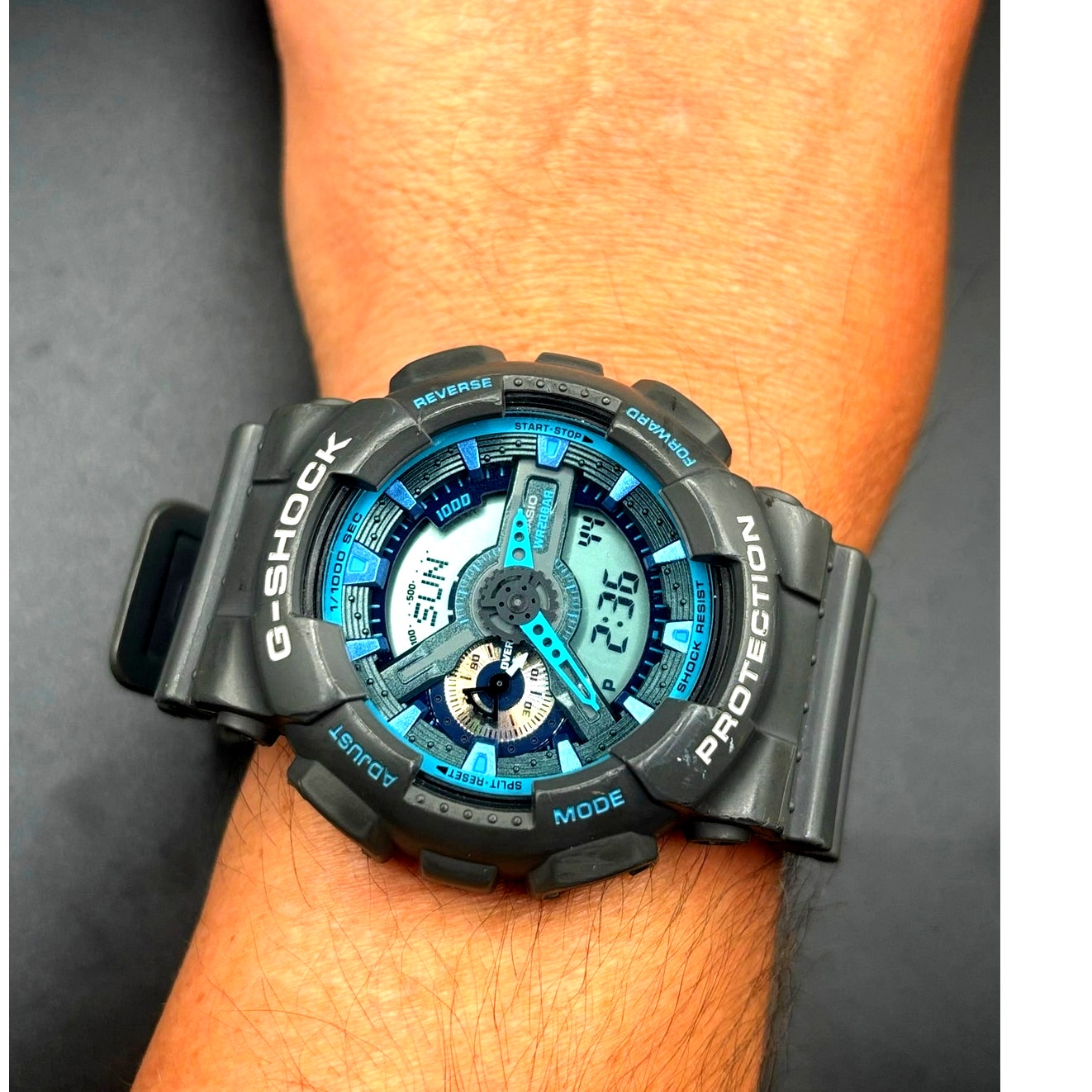 Casio G-Shock GA-110TS-8A2 Gray Teal Analog Digital Men's 51mm Watch