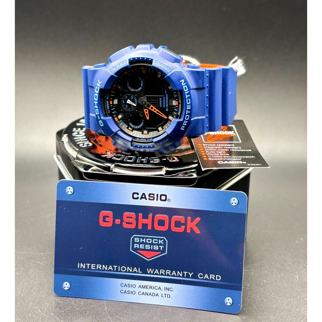 Casio G-Shock GA100L-2A Military Blue Orange Band Men's Analog-Digital Watch