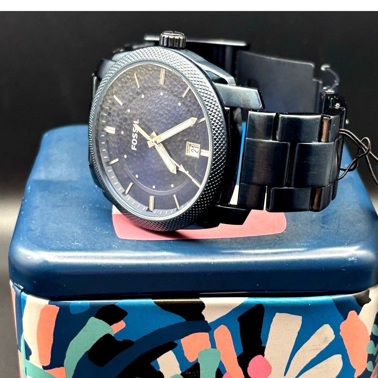 Fossil Machine FS5231 Men’s Blue Dial Ion Plated Stainless Steel Watch