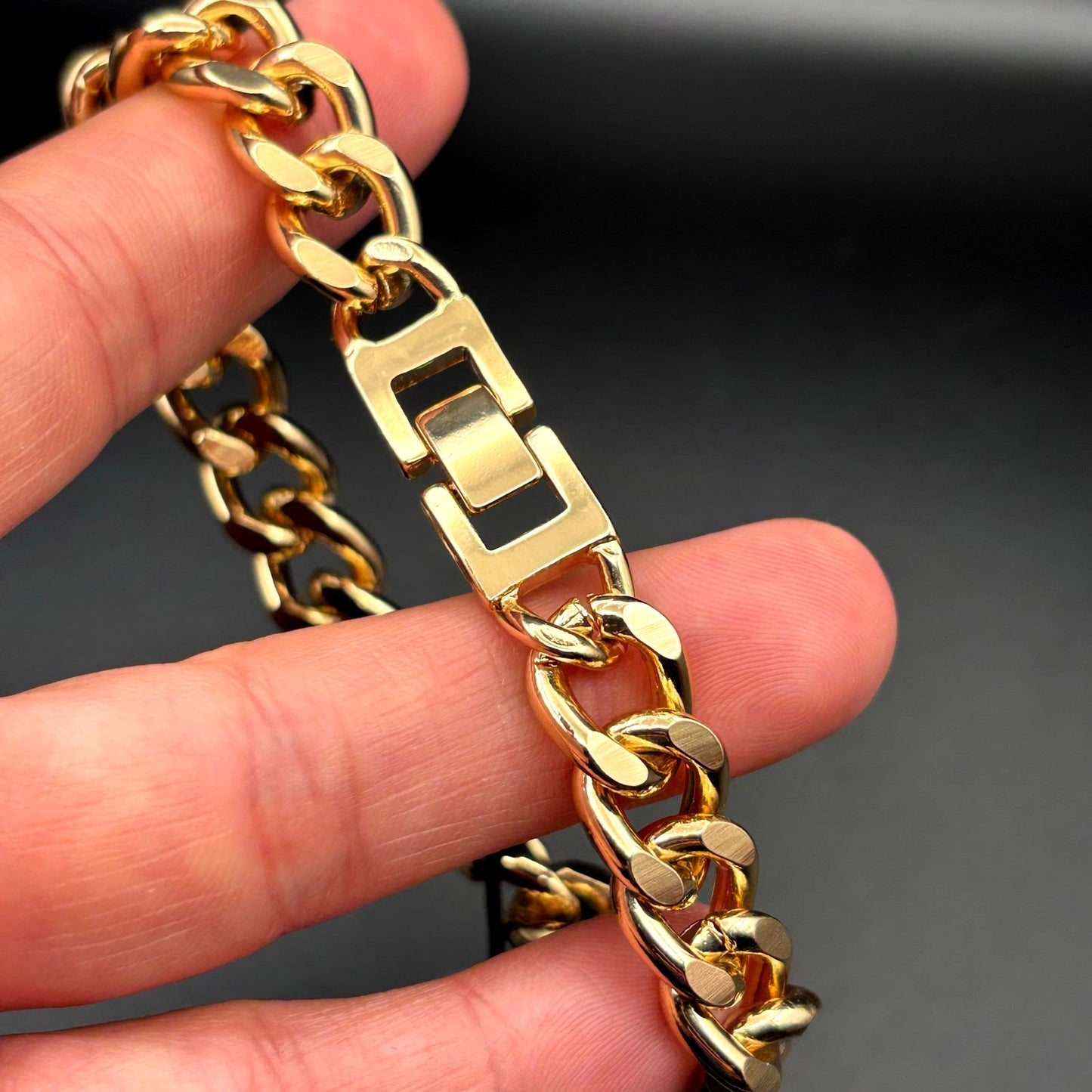 Slate Men’s Gold Plated Stainless Steel Cuban Link Bracelet 8.5in10mm NWT