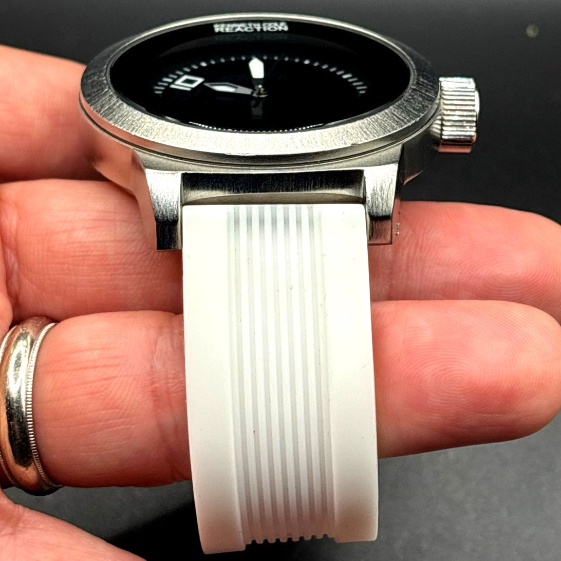 Kenneth Cole Reaction 3010009257 48mm White Silicone Strap Black Dial Mens Watch