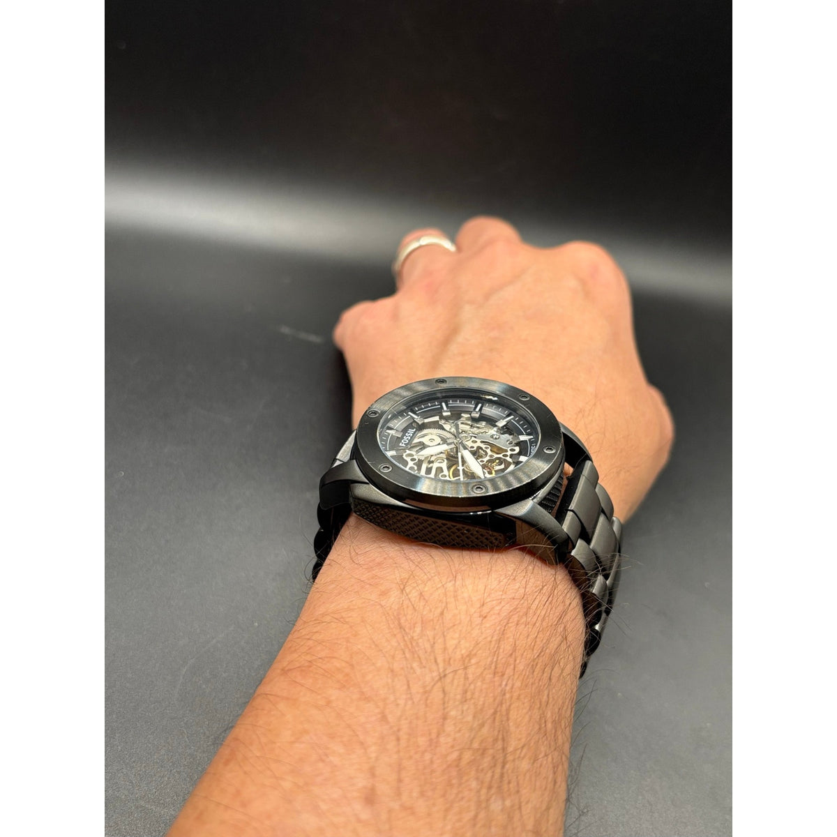 Fossil ME3080 Modern Machine Automatic Skeleton Black Steel Men’s Watch 50mm