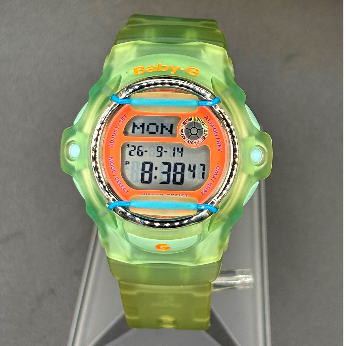 Casio Baby-G BG-169R Lime Green Translucent Digital Data Bank 200M Womens Watch