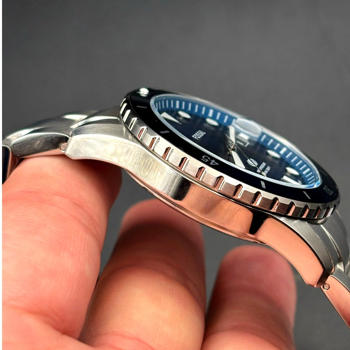 Fossil FS6029 Men’s Blue Dive Three-Hand Date Stainless Steel Watch 42mm NIBWT
