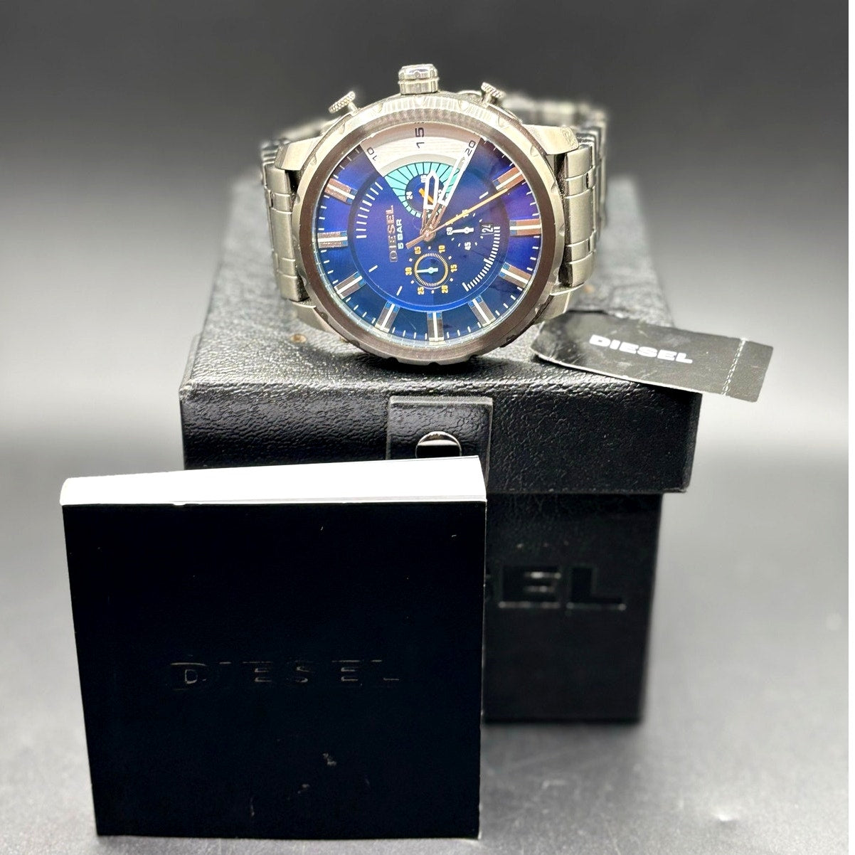 Diesel Stronghold DZ4358 Blue Dial Chronograph Gunmetal Men’s 51mm Watch