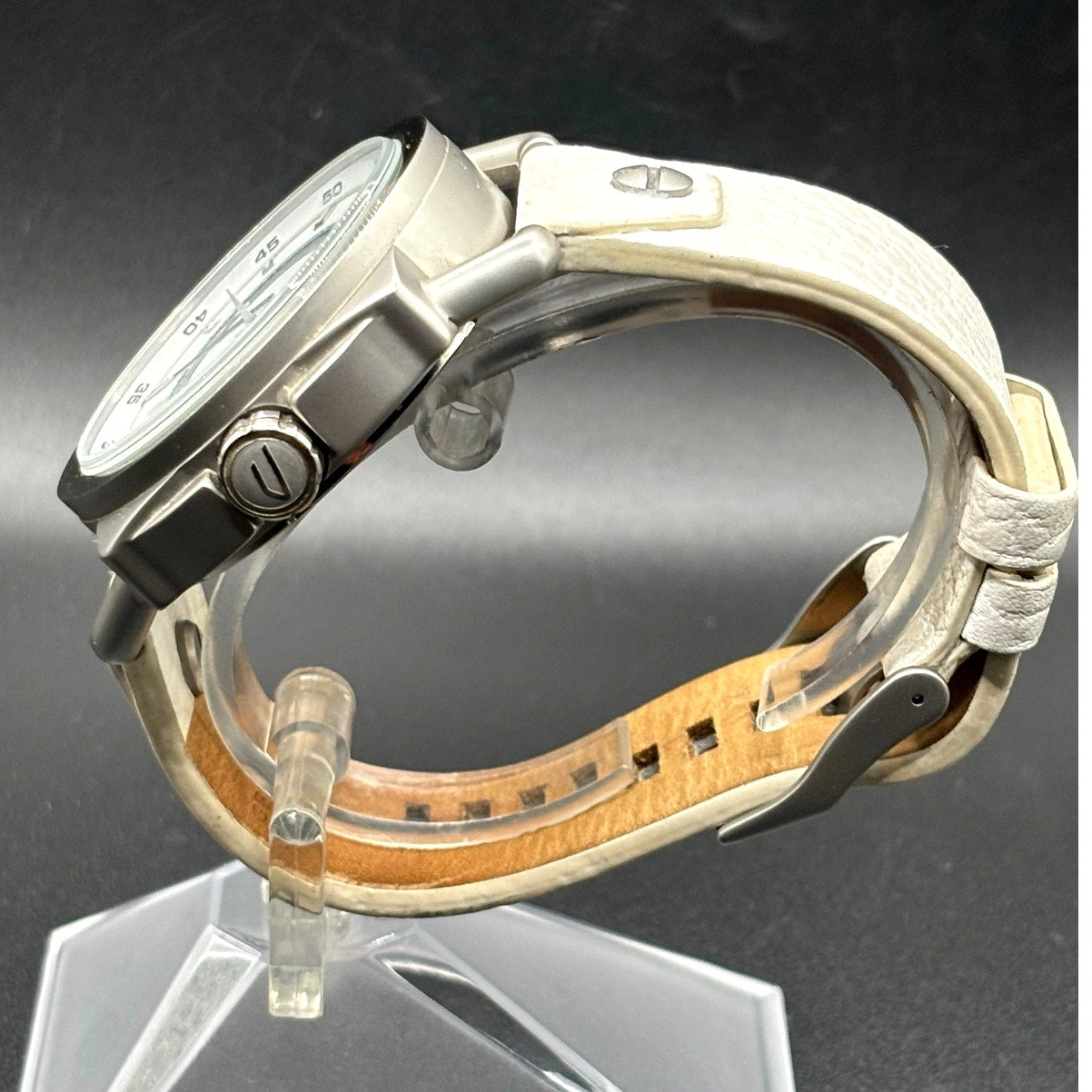 Diesel DZ1577 Descender White Dial White Leather Men’s Watch 46mm