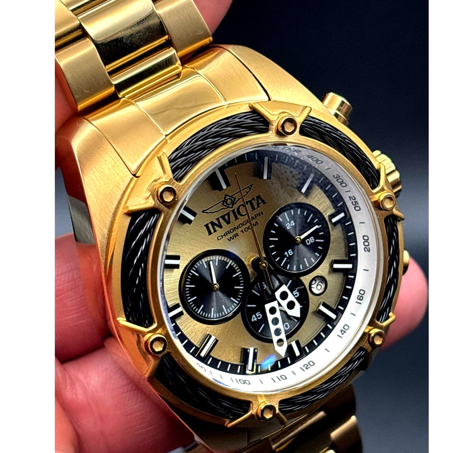 Invicta 31439 Bolt Chronograph Gold Tone 52mm Men's Watch Rare NIB