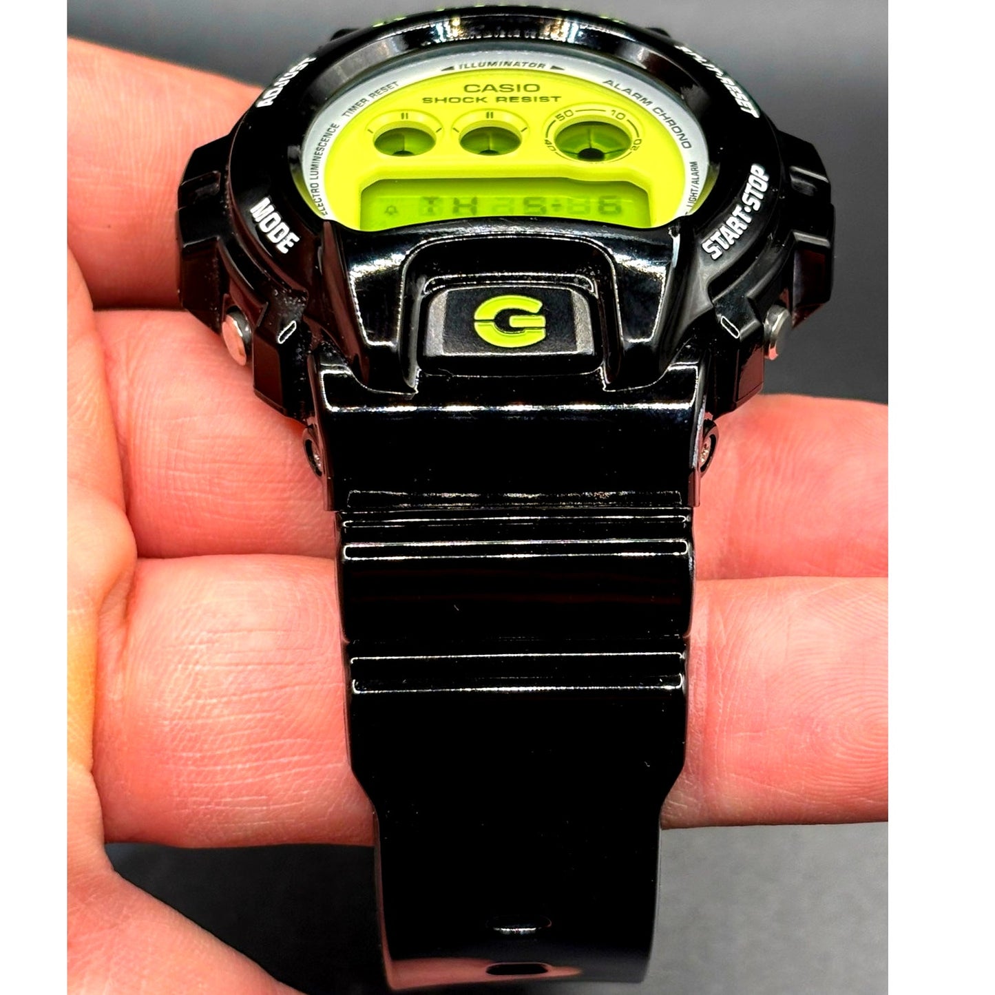 Casio G-Shock DW6900RCS-1 Lime Green Glossy Black Digital Men's Watch NIB